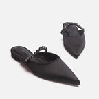 Damen Elegante Sling-Pantoletten mit Funktionskette und spitzem Design R&B