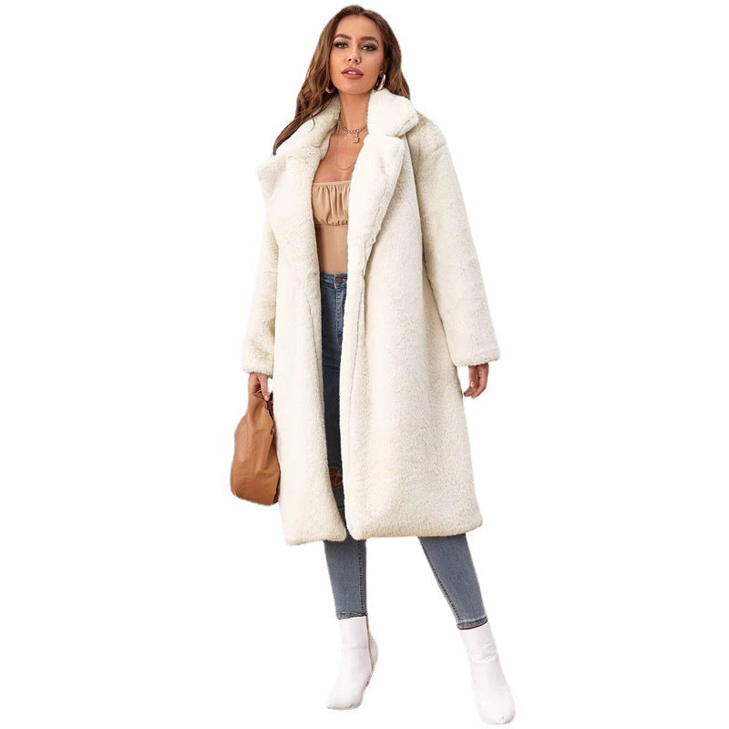 Damen Flauschiger Longblazer aus Kunstfell R&B