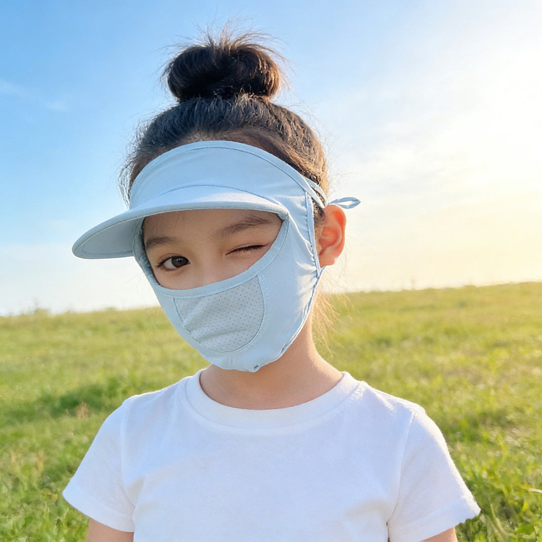 Unisex nan Kinder-Sonnenvisier mit integrierter atmungsaktiver Gesichtsmaske, verstellbarem Nackengurt und perforierter Kinnpartie  R&B