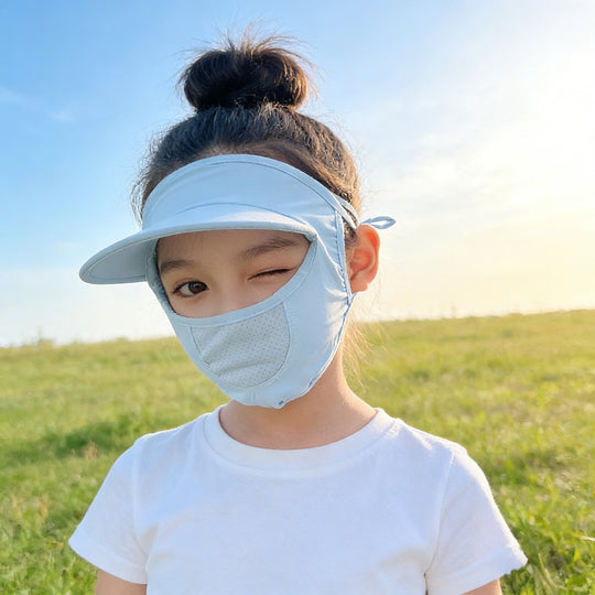 Unisex nan Kinder-Sonnenvisier mit integrierter atmungsaktiver Gesichtsmaske, verstellbarem Nackengurt und perforierter Kinnpartie  R&B