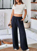 Damen Bequeme und stilvolle Freizeit-Hosen mit elastischem Bund und praktischen Taschen R&B
