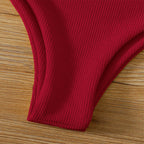 Damen Bandeau-Bikini mit modischem Knoten und hohem Beinausschnitt