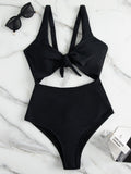 Damen Hochtaillierter Bikini mit verstellbaren Trägern und Knotendetail R&B
