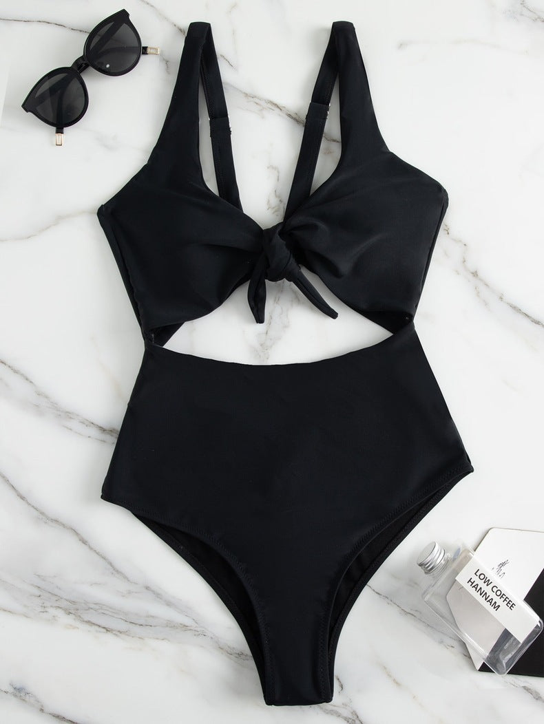 Damen Hochtaillierter Bikini mit verstellbaren Trägern und Knotendetail R&B