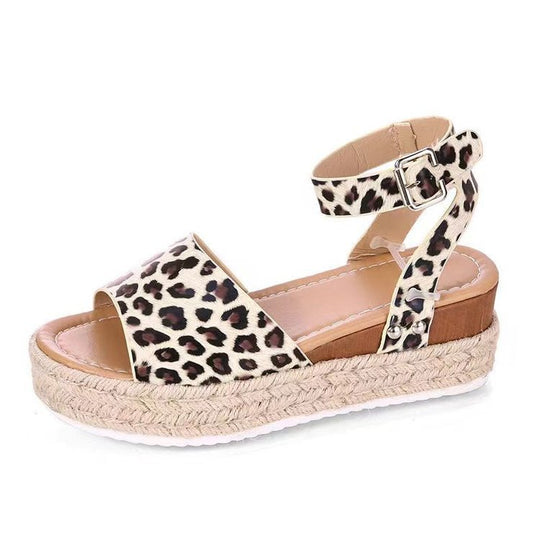Damen Wedge-Sandaletten mit verstellbarem Riemen und luxuriösem Bastdesign R&B