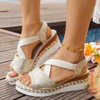 Damen Wedge-Sandalen mit elastischen Riemen und Komfortfütterung R&B