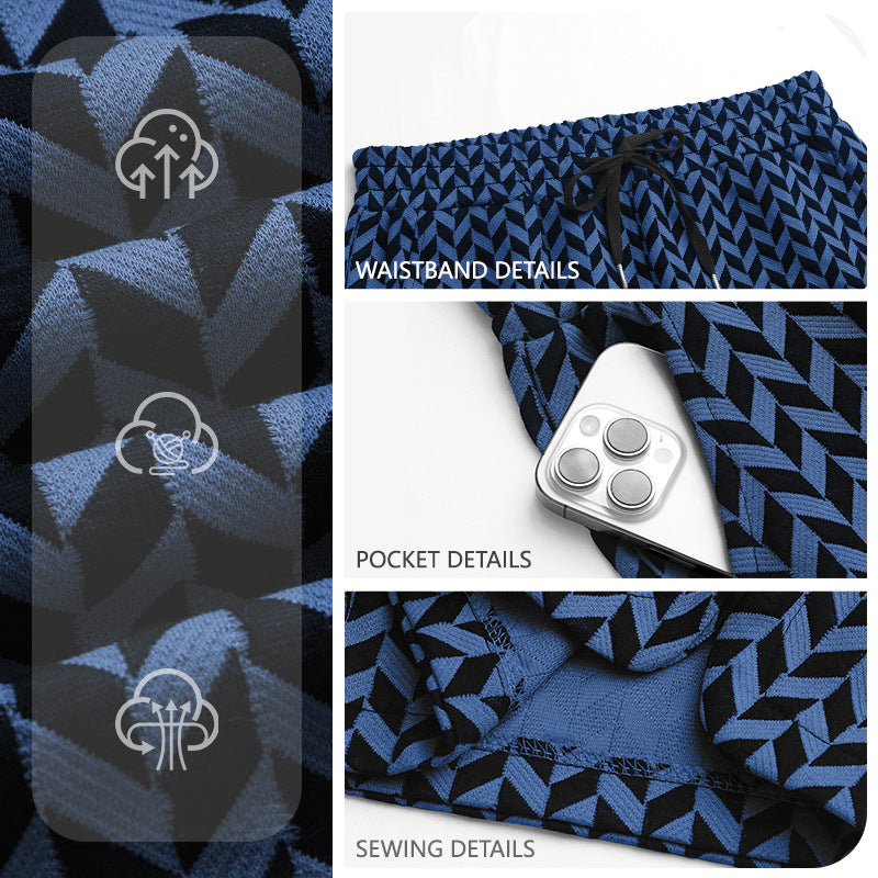 Damen nan Jacquard-Shorts mit elastischem Komfortbund, Tunnelzug und Fischgrätmuster R&B