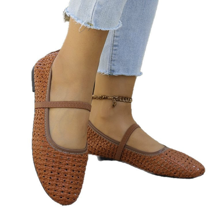 Damen geflochtene Ballerinas mit atmungsaktivem Design und komfortabler Sohle R&B