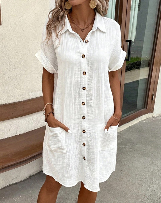 Damen Hemdkleid mit Knopfleiste und praktischen Taschen R&B