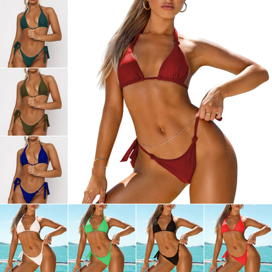 Damen Triangel-Bikini mit verstellbaren Trägern und minimalistischen Details R&B