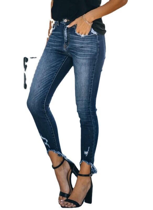 Damen hochtaillierte Skinny Jeans im modischen Vintage-Look R&B