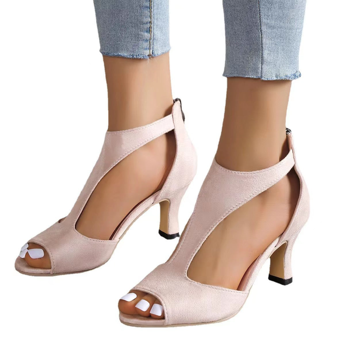 Damen elegante Peeptoe-Pumps mit modischem Cut-Out-Design und bequemem Absatz R&B