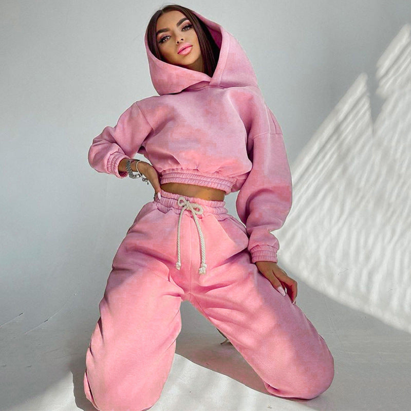 Damen komfortables Kapuzenoberteil und Jogginghose-Set aus weichem Baumwollmix R&B