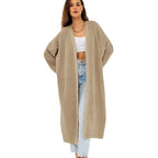 Damen Langer gestrickter Cardigan mit lässigem Schnitt und strukturierter Textur R&B