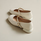 Damen elegante Blockabsatz-Ballerinas mit modischem Riemchen und stabiler Sohle R&B