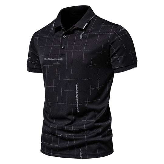 Herren Poloshirt mit modernem grafischen Druck und atmungsaktiven Eigenschaften R&B