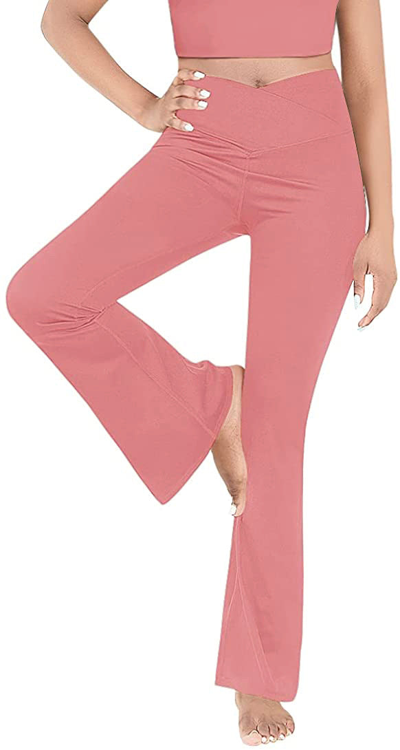 Damen Bootcut Yoga-Hose aus elastischem Material mit hohem Bund R&B