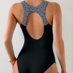 Damen Sportlicher Schwimmanzug mit geometrischem Design