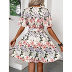 Damen Blumengemustertes Wickelkleid mit Taillengürtel R&B