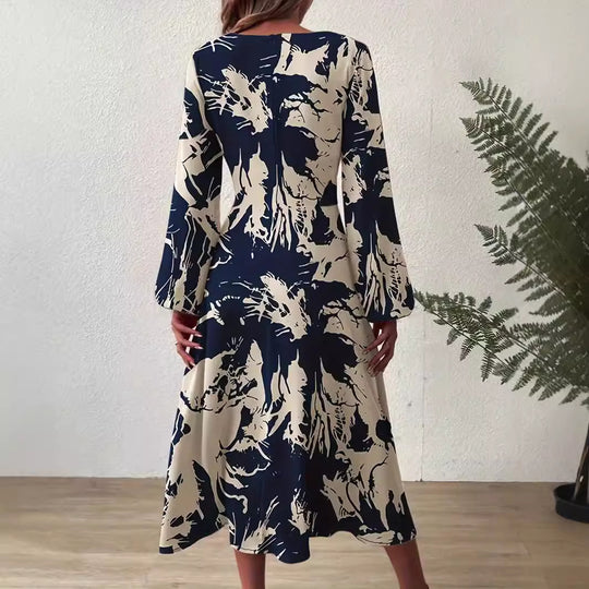 Damen Midi-Kleid mit floralen Details und schickem V-Ausschnitt R&B