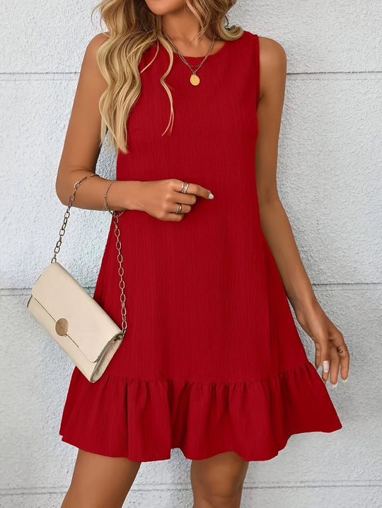 Damen lässiges Sommerkleid mit Rüschensaum und leichtem Material R&B
