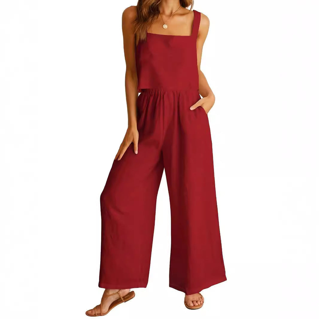 Damen Weit geschnittener Jumpsuit mit modischem Oberteil und praktischen Taschen R&B