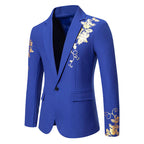 Herren eleganter Blazer mit floralem Gold-Design R&B