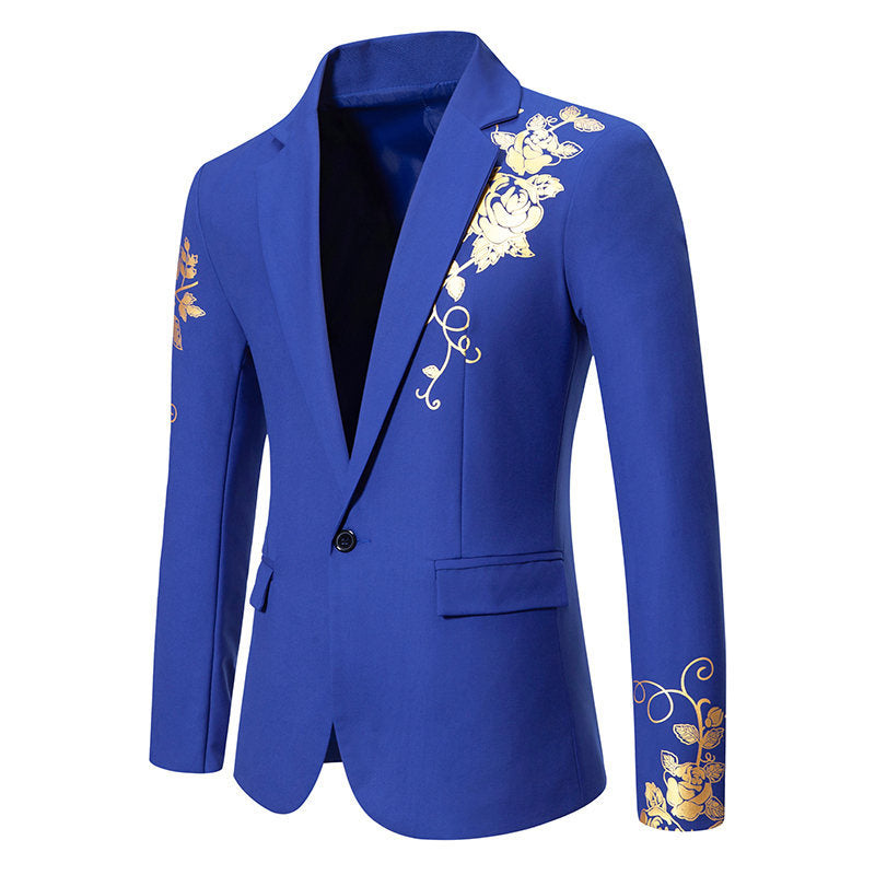 Herren eleganter Blazer mit floralem Gold-Design R&B