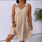 Damen Freizeitkleid mit schmalen Trägern und praktischen Taschen R&B