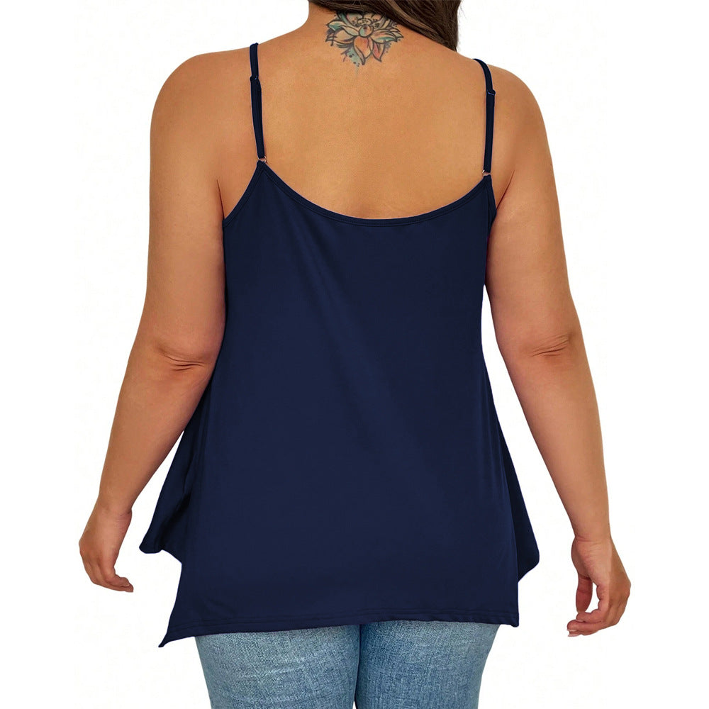 Damen lässiges Spaghetti-Träger Top mit asymmetrischem Saum R&B