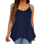 Damen lässiges Spaghetti-Träger Top mit asymmetrischem Saum R&B