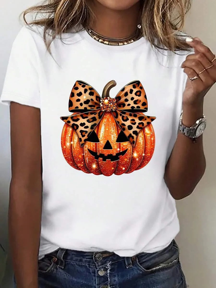Damen T-Shirt mit stylischem Kürbis-Motiv und aufregendem Animal-Print R&B
