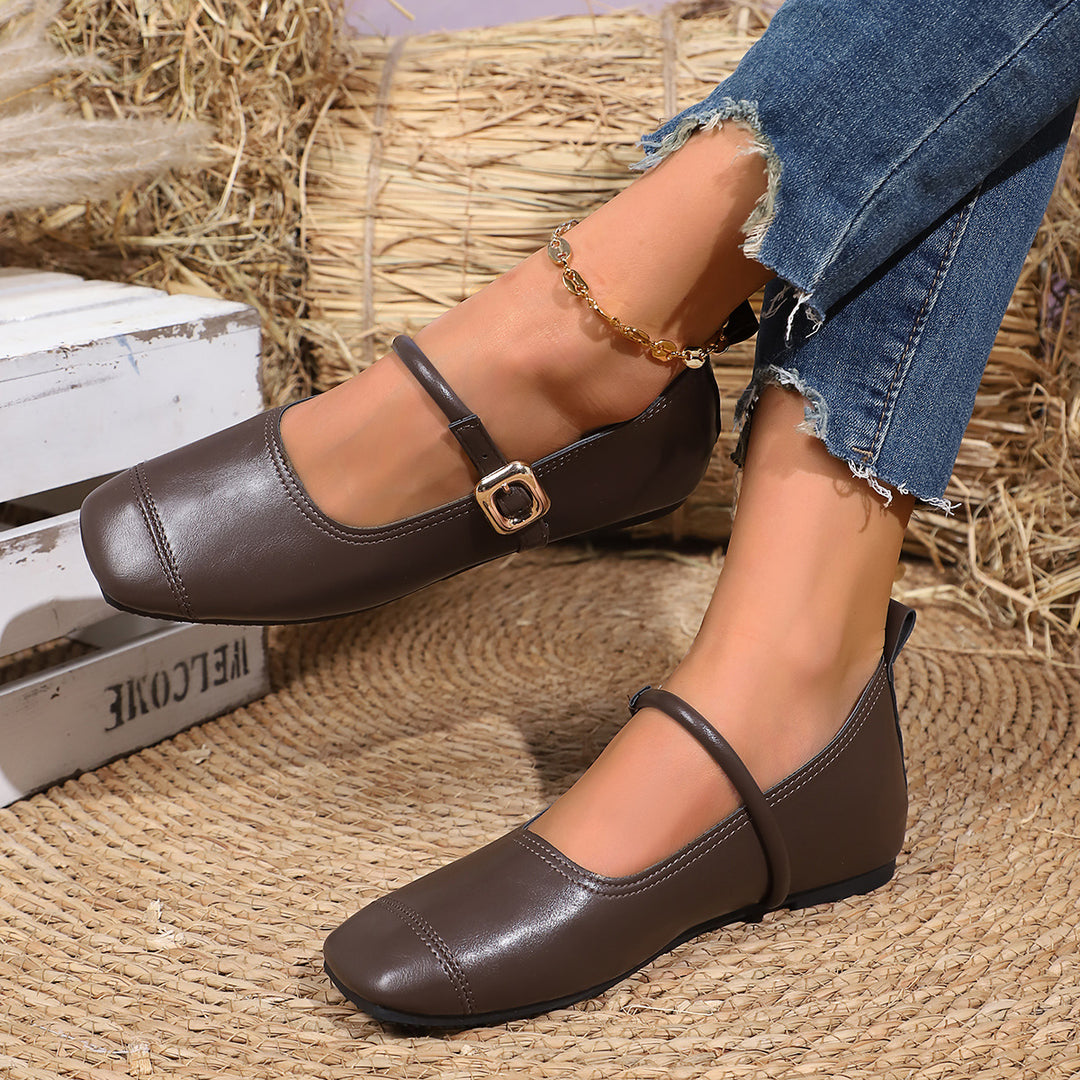 Damen klassische Ballerinas mit elegantem Schnallen-Detail R&B