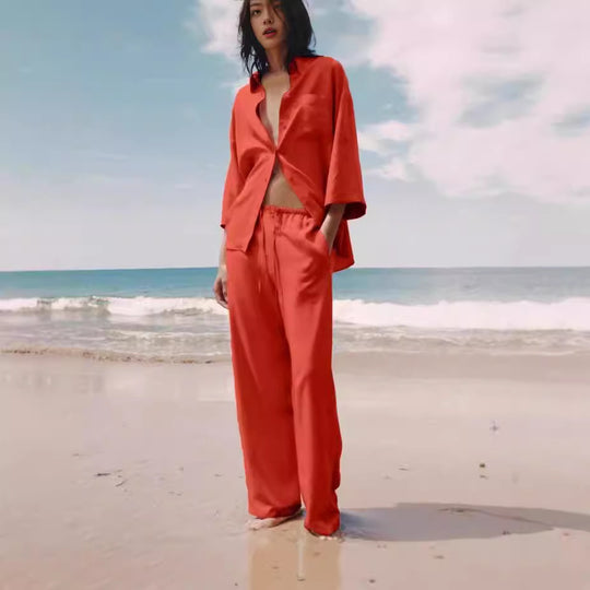 Damen lässiges Satin-Set R&B