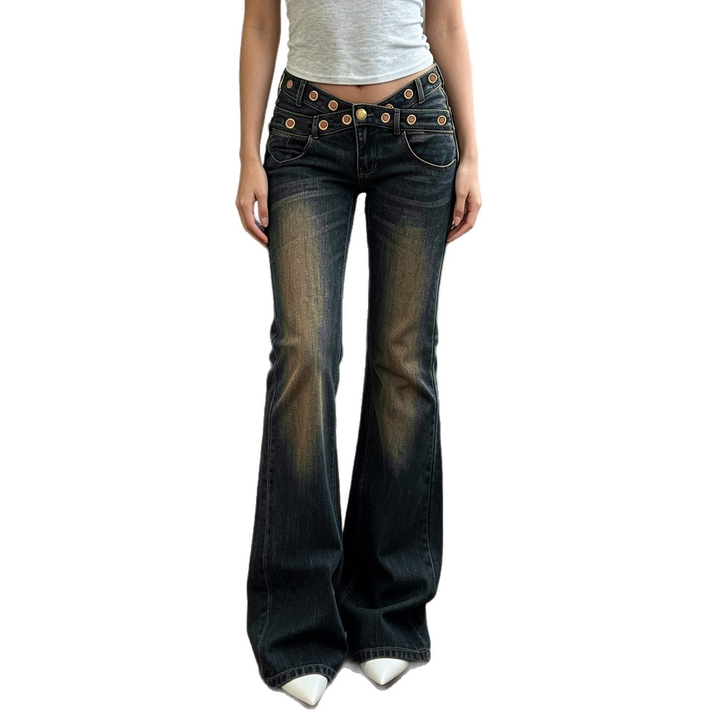 Damen Jeans mit weitem Schnitt und eleganten Gürtelschlaufen R&B