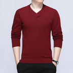 Herren eleganter Pullover mit V-Ausschnitt und feiner Strickstruktur R&B