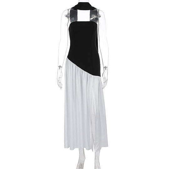 Damen Maxi-Kleid mit elegantem schulterfreiem Design und asymmetrischem Schnitt R&B