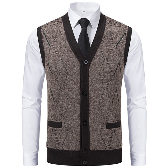 Herren modische Strickweste mit raffinierten Mustern und praktischen Taschen R&B