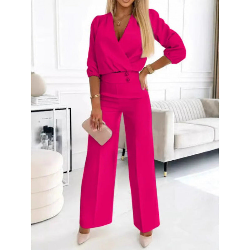 Damen elegantes Jumpsuit mit weiten Beinen R&B