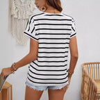 Damen gestreiftes Kurzarm-Shirt R&B
