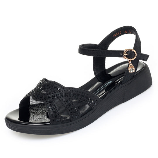 Damen Komfortable Wedge-Sandaletten mit elegantem Schmuckdetail R&B