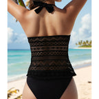 Damen Eleganter Badeanzug mit verziertem Spitzen-Überwurf R&B