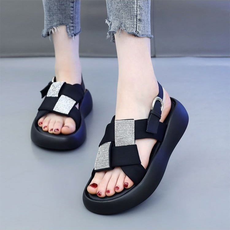 Damen Komfortable Sandalen mit modischen Strass-Akzenten