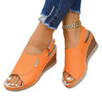 Damen Wedge-Sandalen mit offenem Zehenbereich und verstellbarem Riemen R&B