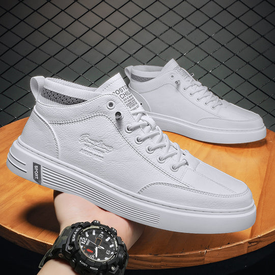 Damen Hohe Sneakers aus langlebigem Kunstleder mit elastischem Kragen R&B