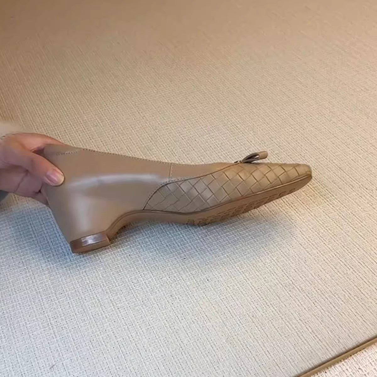 Damen elegante Ballerinas mit geflochtenem Design und modischem Schleifenakzent R&B