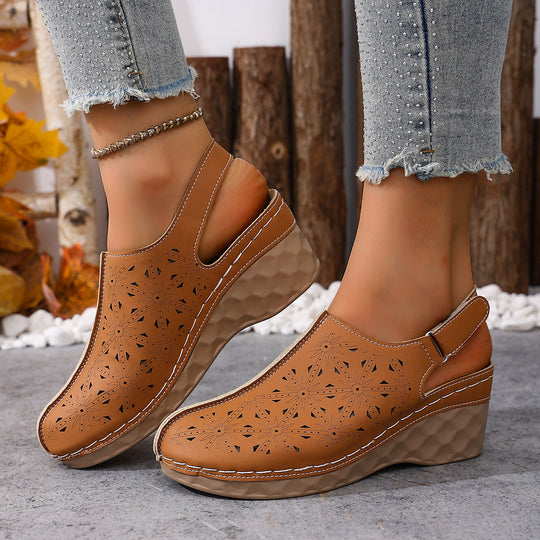 Damen Wedge-Clogs mit perforiertem Design und elastischem Einsatz R&B