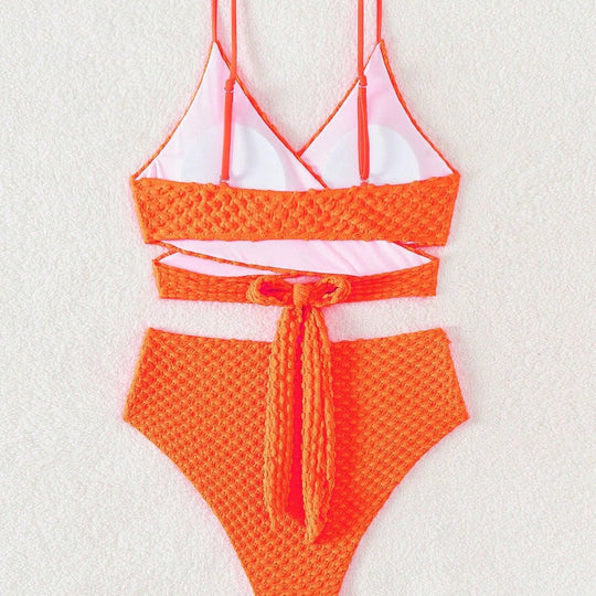 Damen Hochtaillierter Bikini mit modernem Wickeldesign R&B