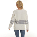 Damen lässiger Pullover mit modischem Streifenmuster R&B