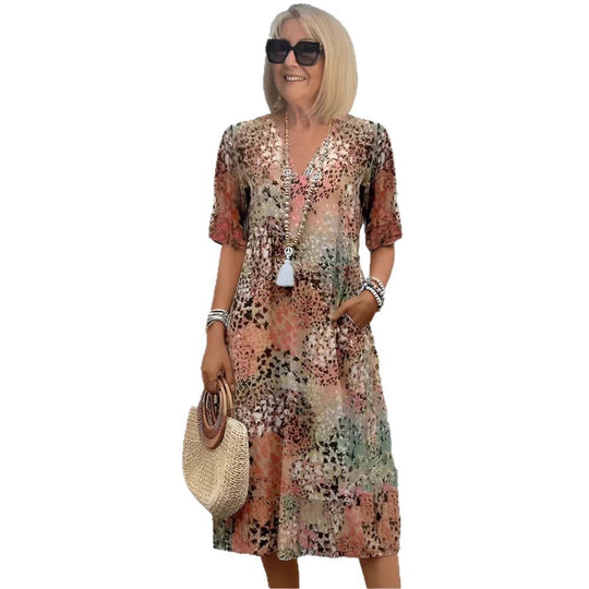 Damen Sommerliches Maxikleid mit floralem Design und praktischen Taschen R&B